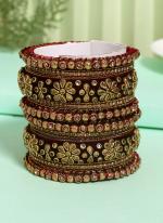   Wedding Wear  Maroon Color Velvet Work Bangle Set:-2.4,2.6